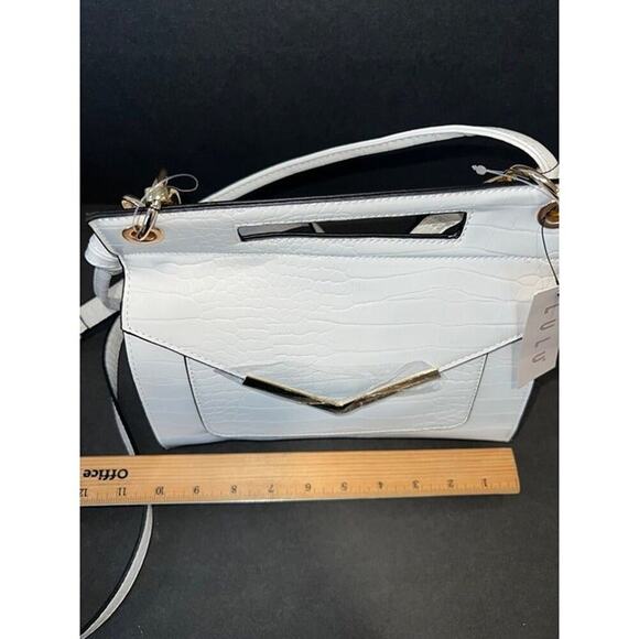 Lulu white jacee triple handle flap shoulder bag crossbody purse croc NWT - Picture 6 of 12